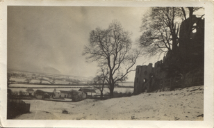 Snowy fields and ruins