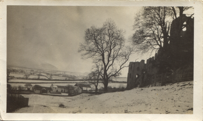 Snowy fields and ruins