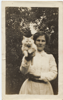 Marian Croskery with cat, 1912