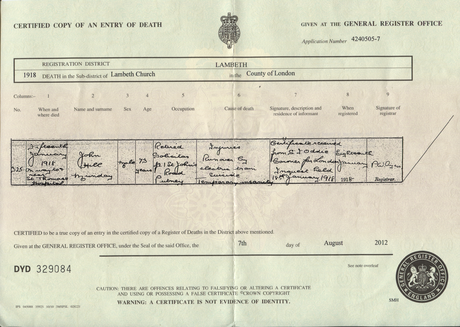 Death certificate of John Hill Munday ArchivesWiki
