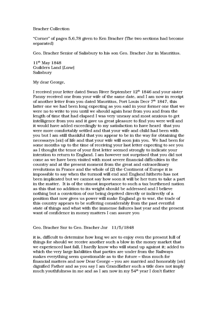 File:Bracher George Banker transcript of letter to Geo migrant 14 May 1848.pdf