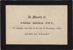 Anna Maria Fry memorial card