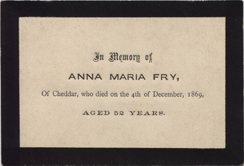 Anna Maria Fry memorial card