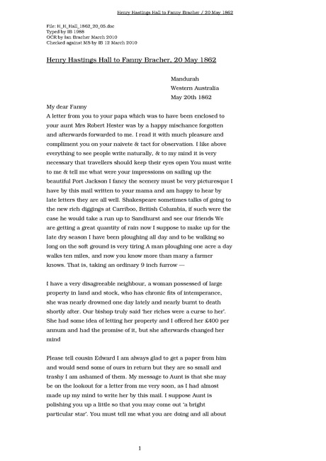 Henry Hastings Hall toBracher 20 May 1862 ArchivesWiki