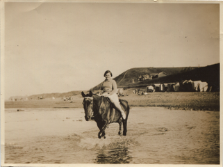 Nyria riding at Sandsend Yorkshire, summer 1930
