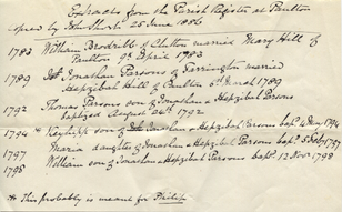 Extracts from the parish register at Paulton