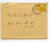 FREMANTLE FE 21 WESTERN AUSTRALIA Mrs W.S. Hall 692 Hay St. W. Perth